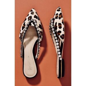 Anthropologie Guilhermina Embellished Slides Sz. 8